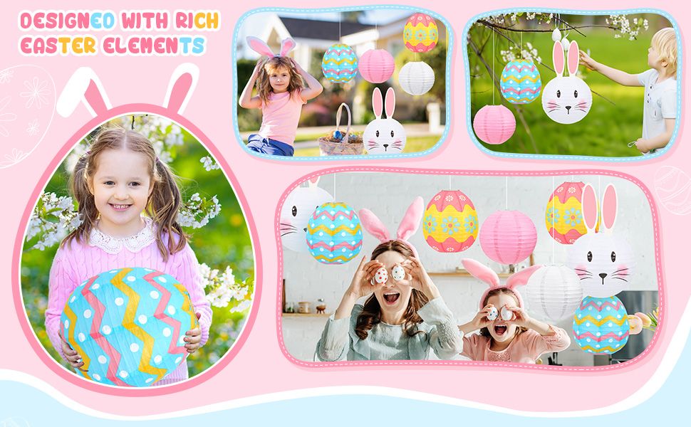 Easter paper lanterns are designed with rich Easter elements