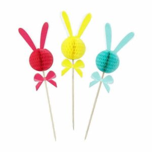 Factory Supply Bunny Rabbit Honeycomb Cupcake Picks