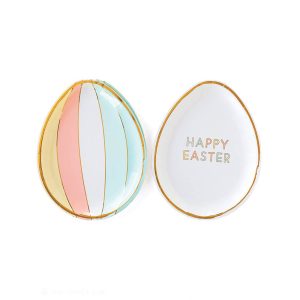 Happy Easter Egg Shaped Paper Plates