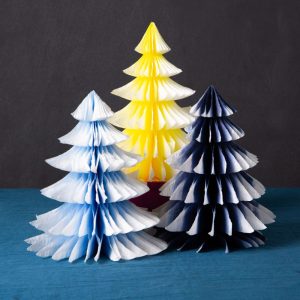 Ombre Paper Honeycomb Christmas Tree Decorations 3pcs