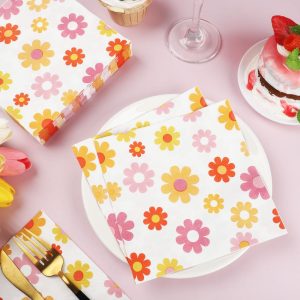 Paper Napkins Groovy Daisy Boho Decorative Dinner Napkins