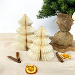 Paper Ornament Fir Tree In Different Sizes Cream White Christmas Tree