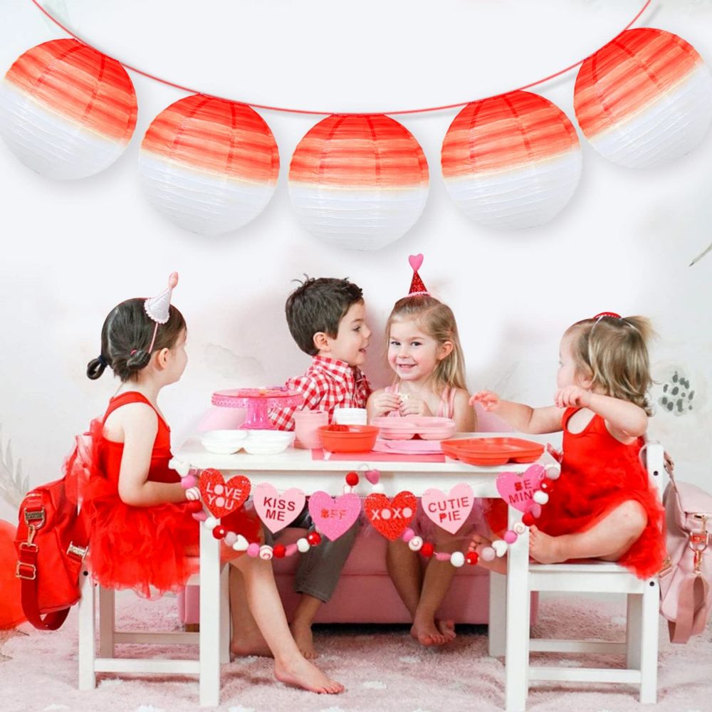 Red Decorative Paper Lanterns Reusable Round Paper Lanterns