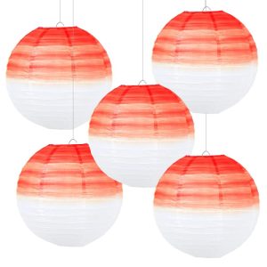 Red Hanging Decorative Paper Lanterns Reusable Round Paper Lanterns