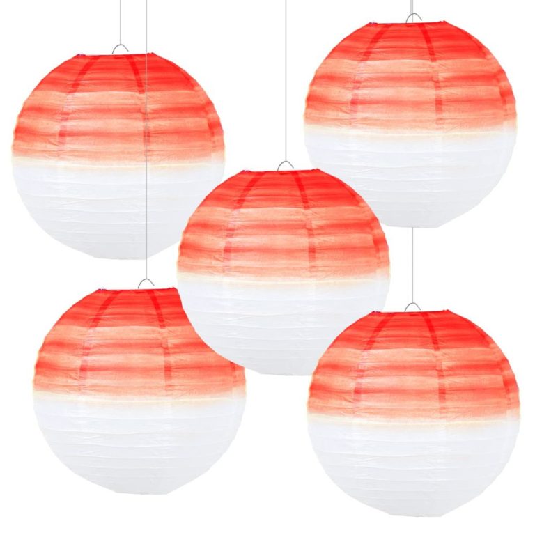 Red Hanging Decorative Paper Lanterns Reusable Round Paper Lanterns