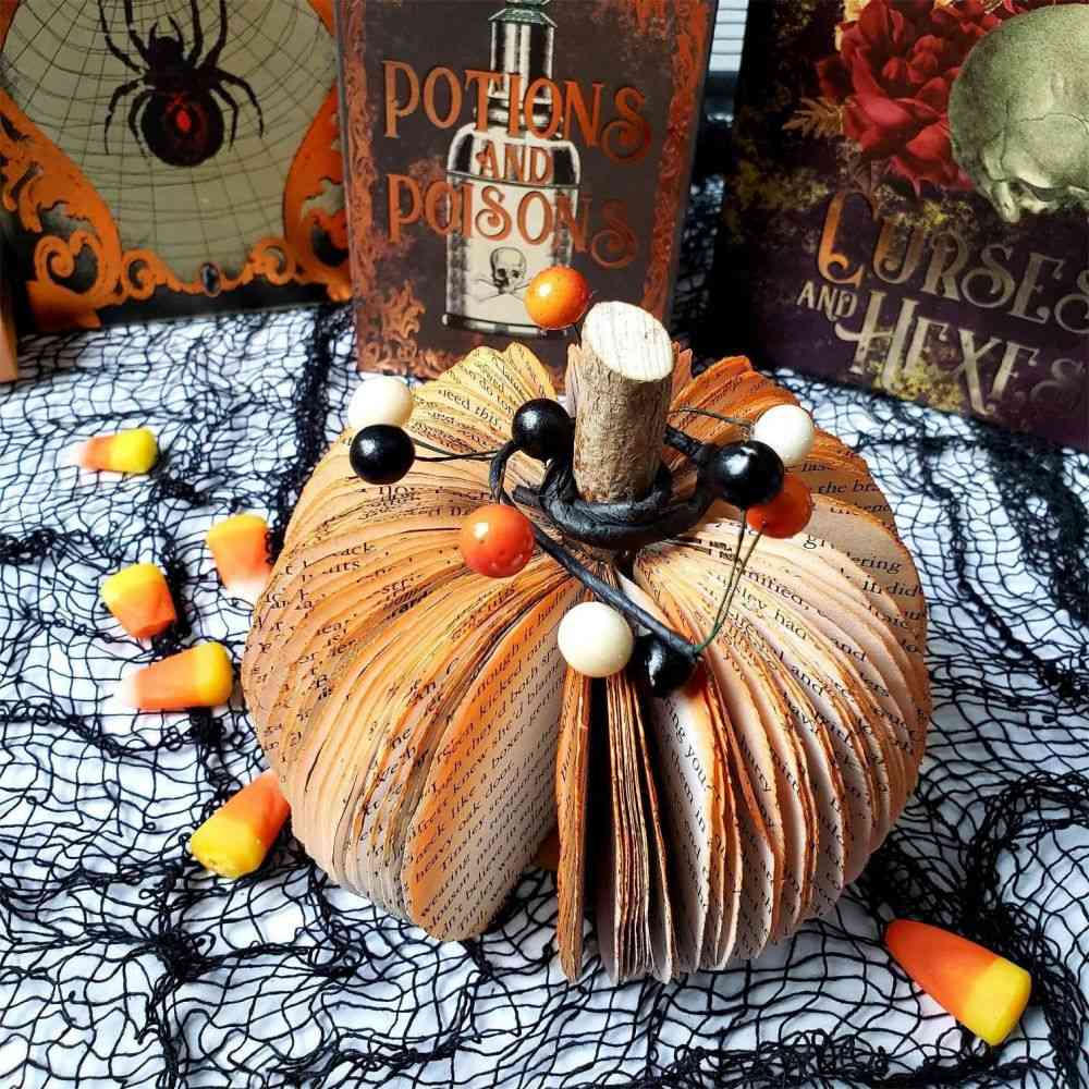 Repurposed Book Pumpkin Paper Pumpkin Fall Halloween Thanksgiving