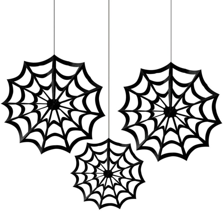 Spider Web Paper Fans Black