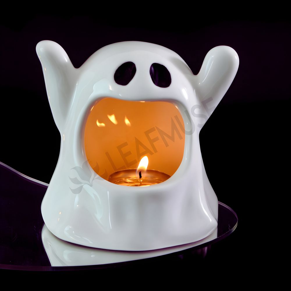 White Ghost Ceramic Candle Holder