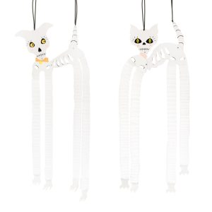 White Halloween Skeleton Cat & Dog Paper Hanging Decorations