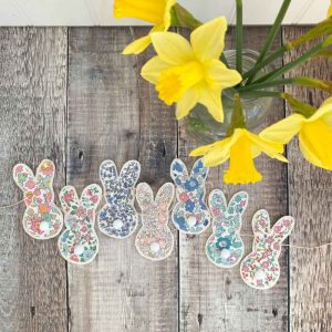 Wool Felt Bunny Garland with yellow flowers