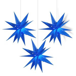 3pack 12in Dark Blue Weatherproof Outdoor Plastic Star Lantern