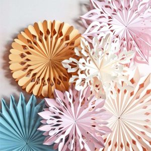 DIY Paper Snowflake Fan Template Tree Ornament Decoration