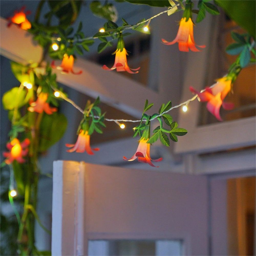 Flower Fairy Lights Campsis Grandiflora String Lights for outdoor