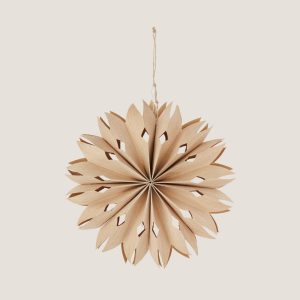 Paper Star Ornament With Led Light Natural