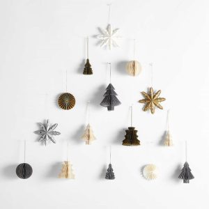 Metallic Paper Christmas Tree Ornaments Set