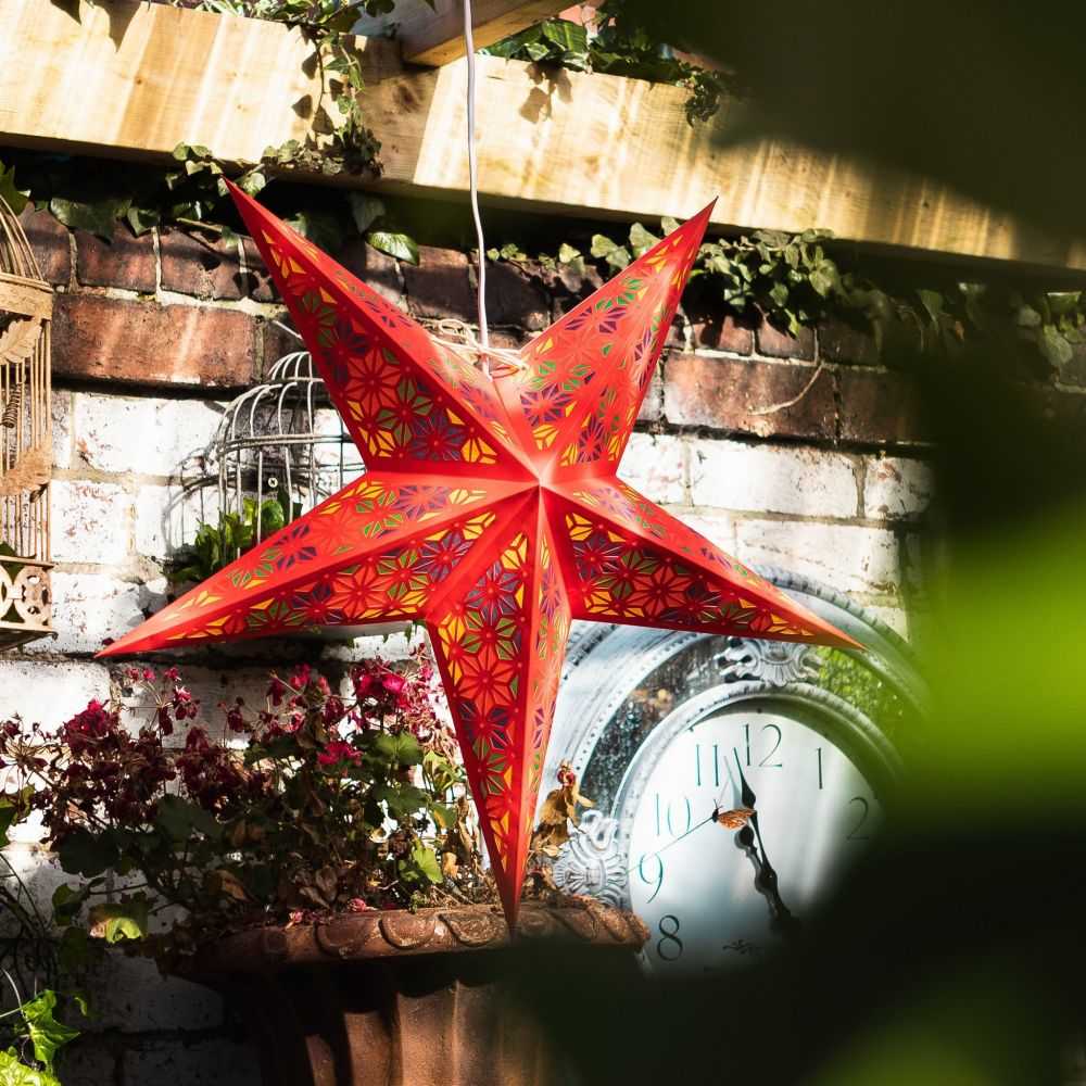 Multi-Coloured Paper Star Lantern Handmade Paper Decor