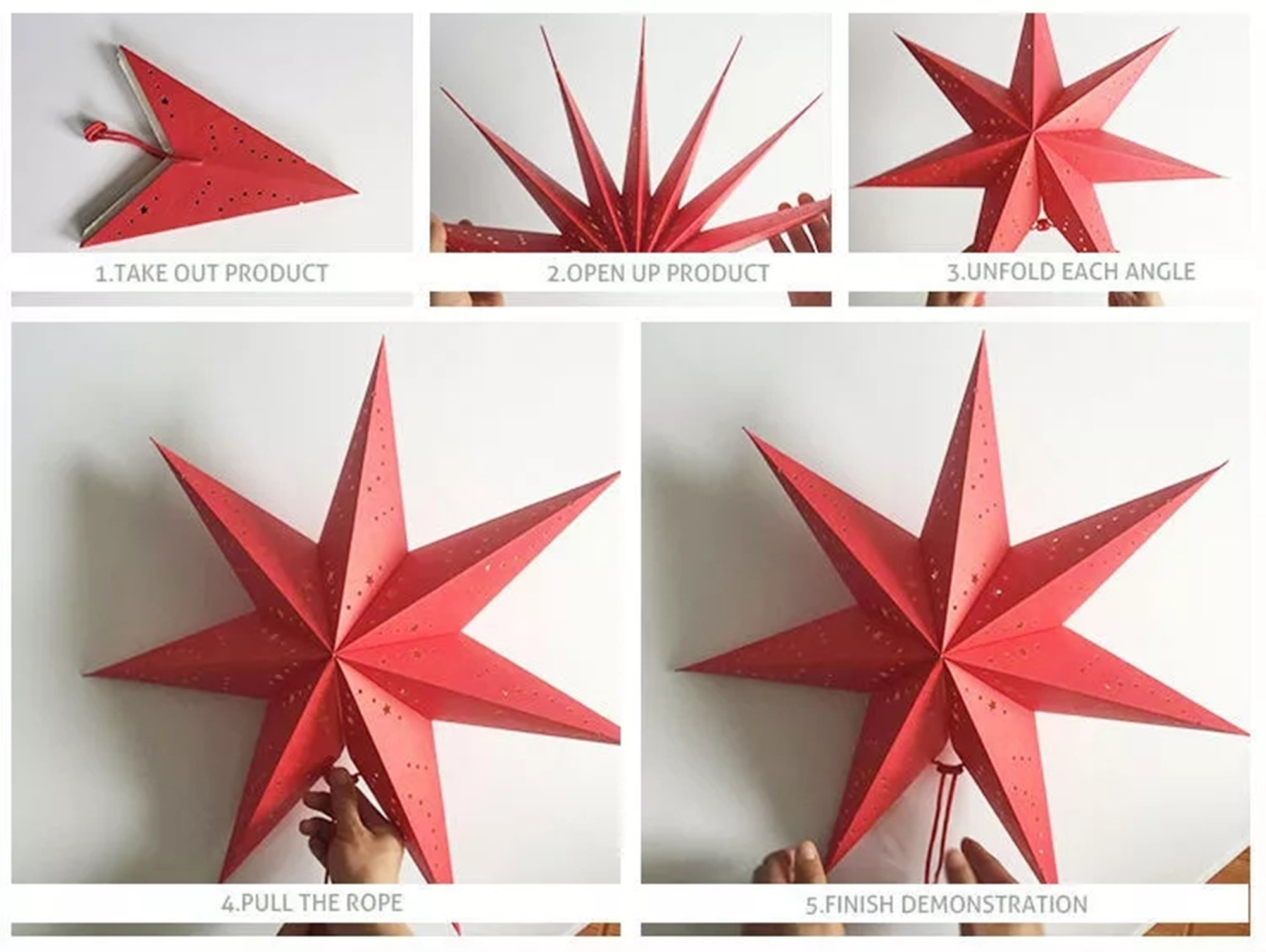 steps for Paper Star Lanterns