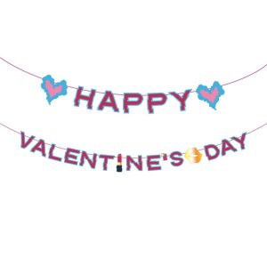 Personalized Design Blue And Pink Happy Valentines Day Paper Garland Supplier