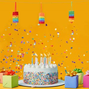 Custom Birthday Pull String Rainbow Cylinder Pinata