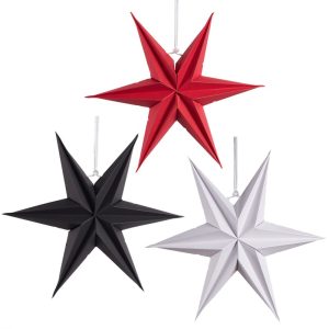 Custom Folded Paper Stars Decorations for Wedding, Christmas Red White Black