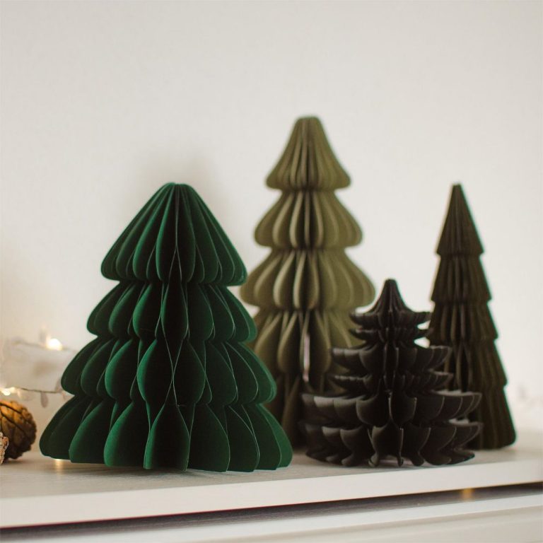 Christmas Tree Honeycomb Tree Paper Decorations Set