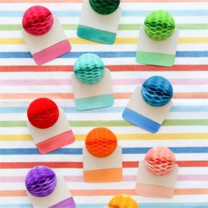 Colorful Rainbow Honeycomb Place Cards