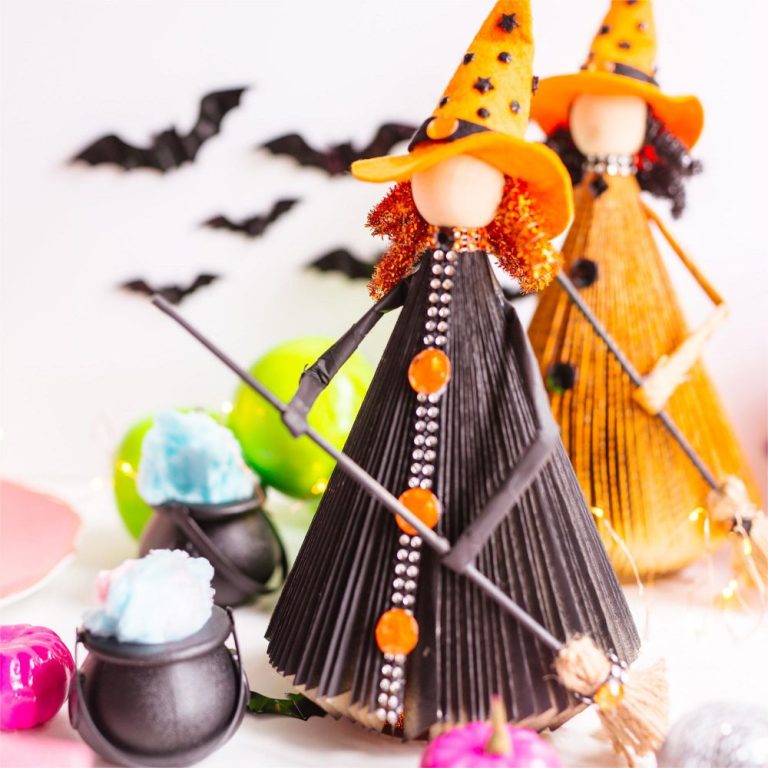 Custom Book Witch Halloween Home Decorations Recycle Repurposed Book Art Witch Decor