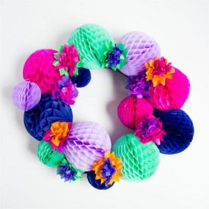 DIY Honeycomb Ball Wreath Paper Honeycomb Wreath for Door Decoration