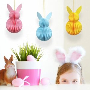 Easter Bunny Paper Honeycomb Ornaments Paper Baubles