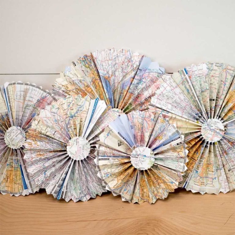 Map Paper Fans Paper Rosettes Decorative Fans