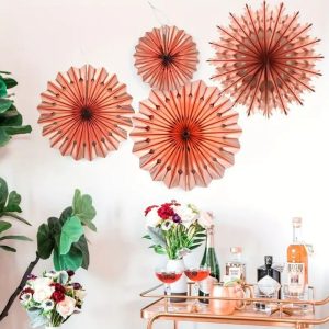 Orange Aluminized Origami Fan Flowers