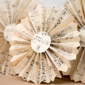 Sheet Music Pages Paper Fans Paper Rosettes Vintage Themed Wedding Decorations