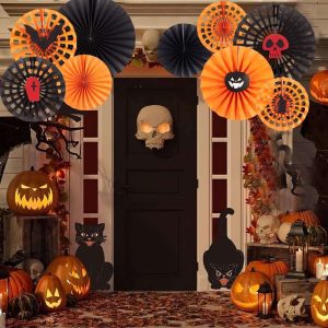 Halloween Paper Fans Decorations Spider Paper Fan Decorations