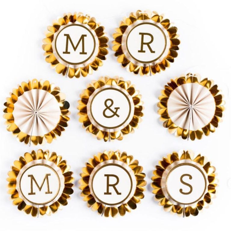 Personalized Golden Fancy Mini Fans Banner Paper Badge