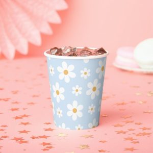 Bespoke Groovy Retro Daisy Paper Cup Blue