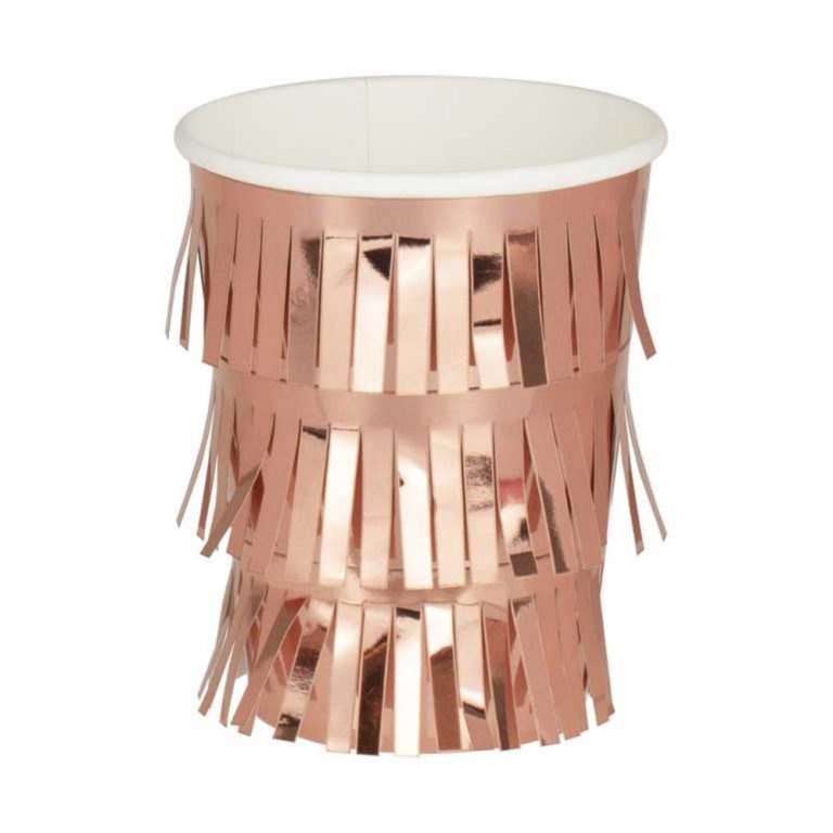 Custom Disposable Party Cups Fringe Rose Gold Paper Cup