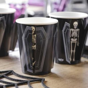 Custom Paper Party Cups Pop Out Skeleton Coffin Halloween Party Cup