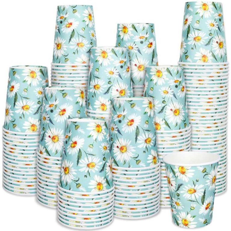 Daisy Paper Cups Blue Watercolor Wholesale Disposable Cups