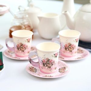 Disposable Tea Cups Customized Tea Party Paper Cups Party Drinkware Decor