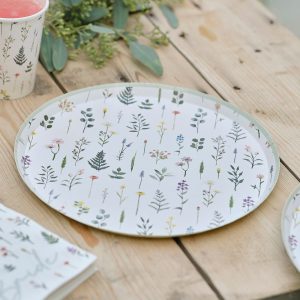 Floral Pattern Paper Dessert Plate