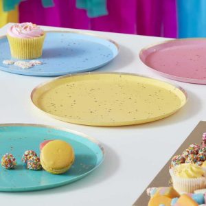 Gold Flecked Brights Rainbow Party Plates