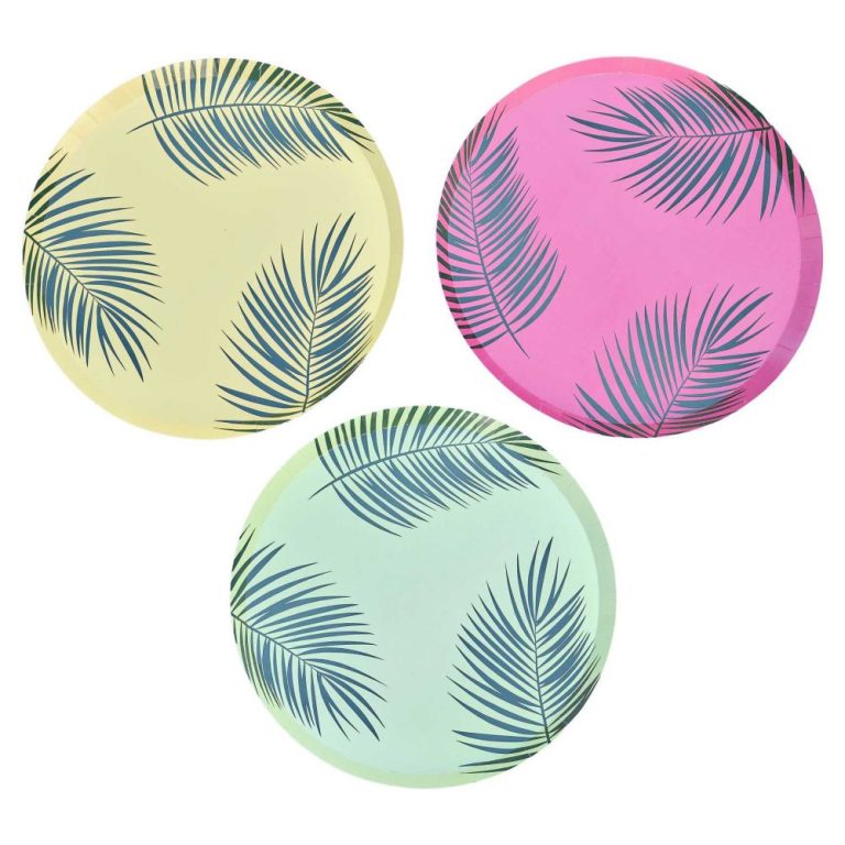 Hawaiian Tiki Palm Leaf Printed Party Supplies Bulk Paper Plates