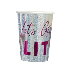 Holographic Lets Get Lit Paper Cups Customize Reusable Party Cup