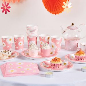 Little Pink Personalised Daisy Party Tableware Set