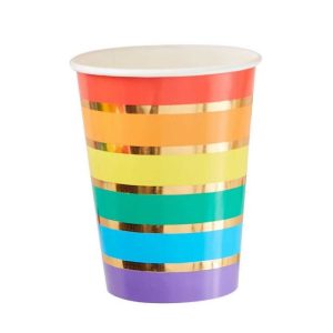 Personalised Paper Party Cups Gold Foil Rainbow Party Paper Cup