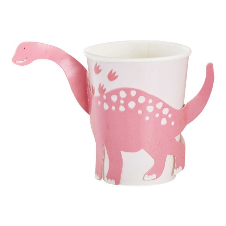 Personalised Pink Pop Out Dinosaur Paper Cup Producer