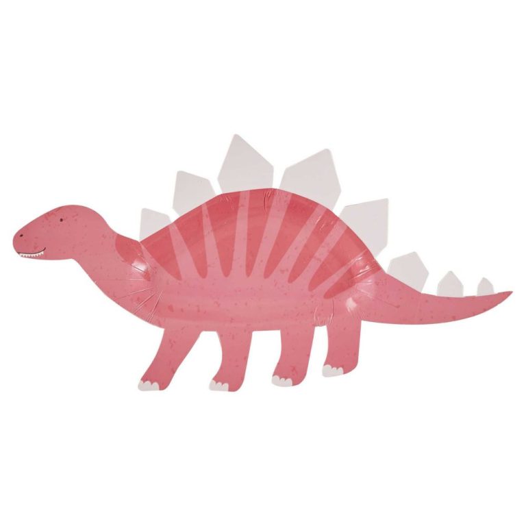 Pink Shaped Dinosaur Sweet Treat Plate Custom Party Paper Plate