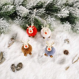 Whimsical Felt Elk Christmas Tree Decorations