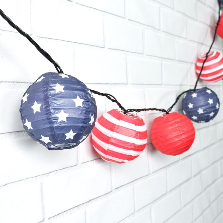 4th of July Red, White and Blue Round Paper Lantern 4in