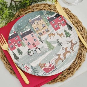 Bulk Festive Scene Christmas Paper Plates